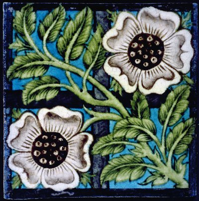 Tile with floral design by William de Morgan